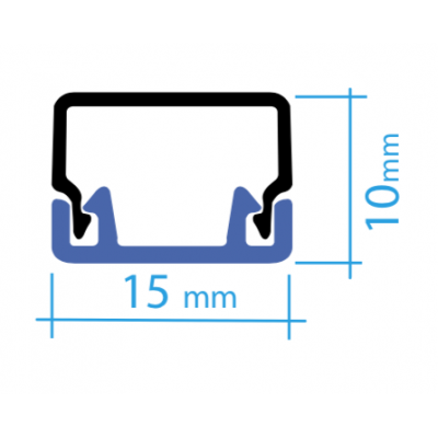 Canaleta PVC autoadhesiva  15*10mm en barra de 2m